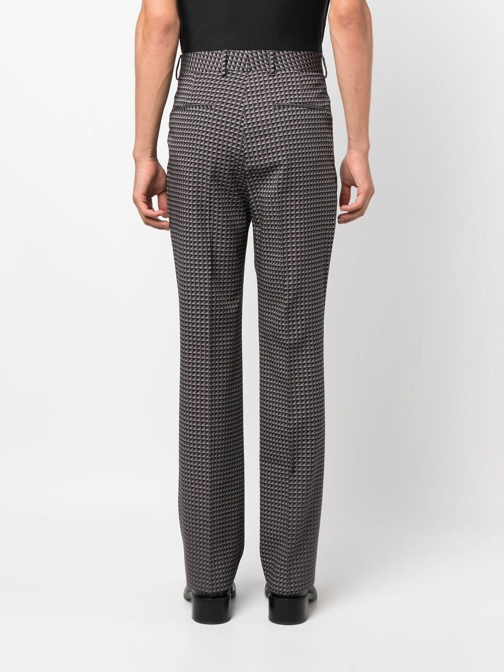 Studded Dark Grey Wool Trousers for Men - FW22 Collection