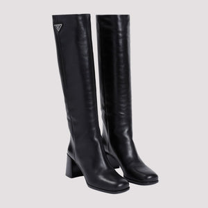 PRADA Black Leather Boots for Women - FW24 Collection