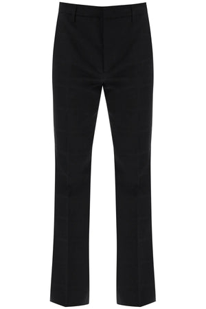 Pure Virgin Wool Check Flared Pants for Men