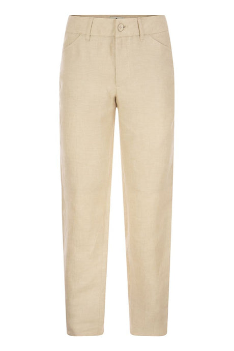 ETRO Men's Beige Linen Bootcut Trousers for the SS23 Season