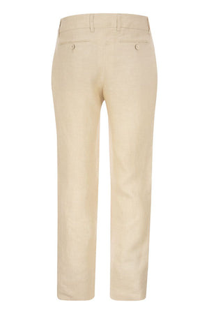 ETRO Men's Beige Linen Bootcut Trousers for the SS23 Season