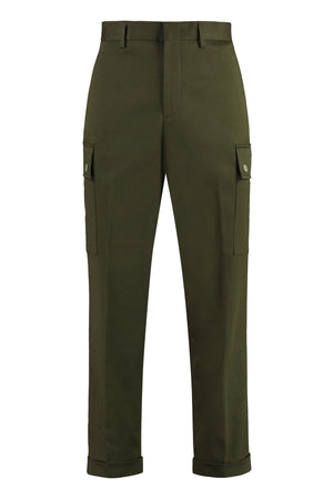 ETRO Men's Green Cotton Cargo Trousers with Embroidered Back Logo and Roll-Up Ankle Cuffs