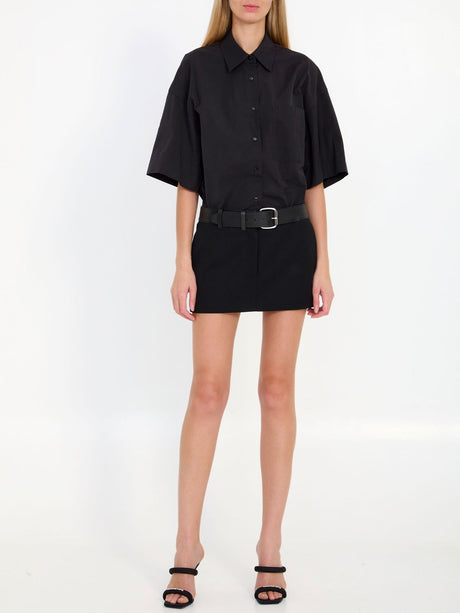 ALEXANDER WANG Black Mini Shirtdress with Belted Waistband for Women