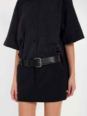 ALEXANDER WANG Black Mini Shirtdress with Belted Waistband for Women