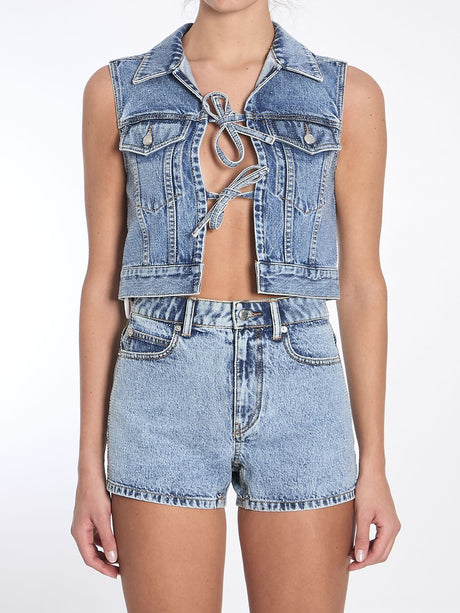 ALEXANDER WANG Mini Cropped Vest with Bows and Crystals