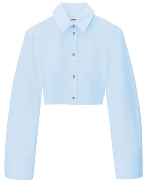 ALEXANDER WANG Light-Blue Cropped Structured Shirt for Women - SS24 Collection