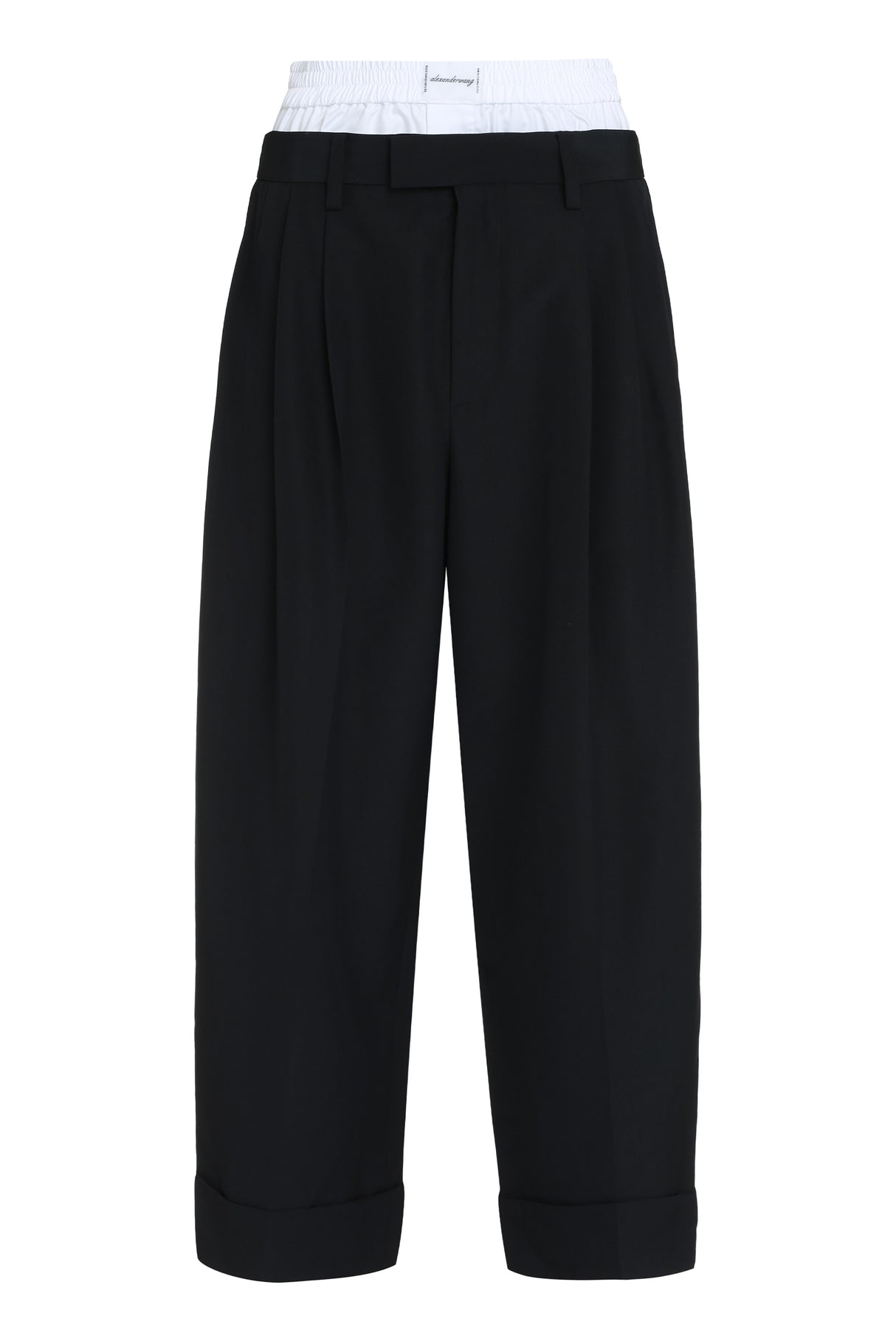 ALEXANDER WANG Layered Wool Blend Trousers for Women in Black (FW24)