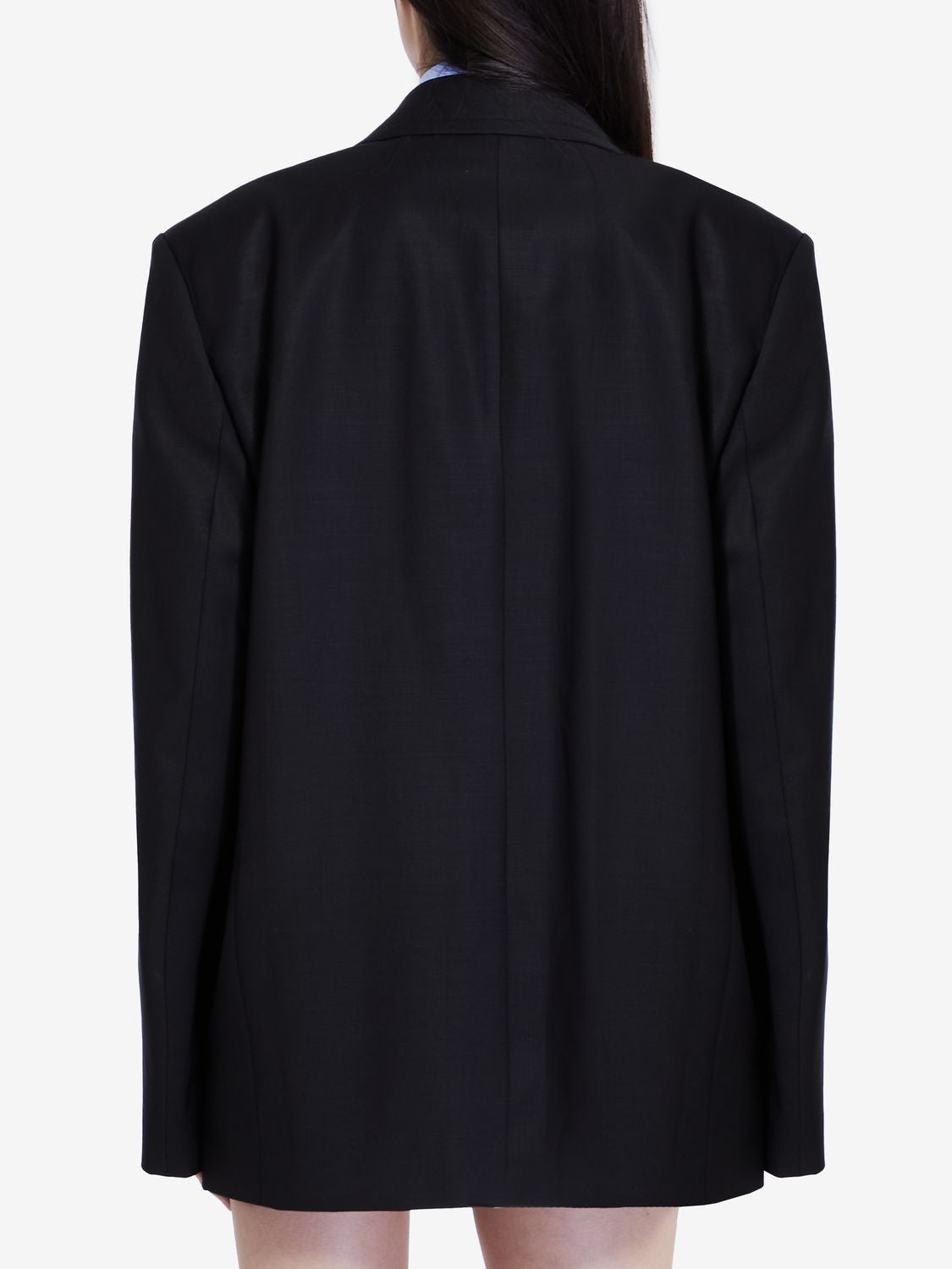 ALEXANDER WANG Oversized Black Wool Blend Jacket with Detachable Dickie