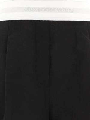 ALEXANDER WANG High-Waist Pleated Mini Shorts with Logo Band