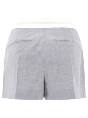 ALEXANDER WANG High-Waist Pleated Mini Shorts with Logo Band