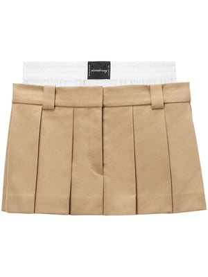 ALEXANDER WANG Chic Pleated Cotton Mini Skort in Nude