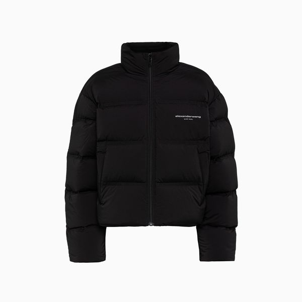 ALEXANDER WANG Reflective Logo Cropped Puffer Jacket