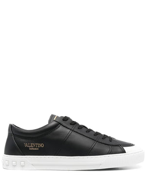 VALENTINO GARAVANI Men's Black Calf Leather Sneakers for the Modern Gentleman