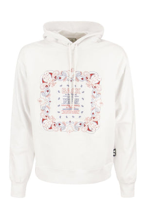 ETRO Men's White Hooded Sweatshirt with Bandana Print Inlay