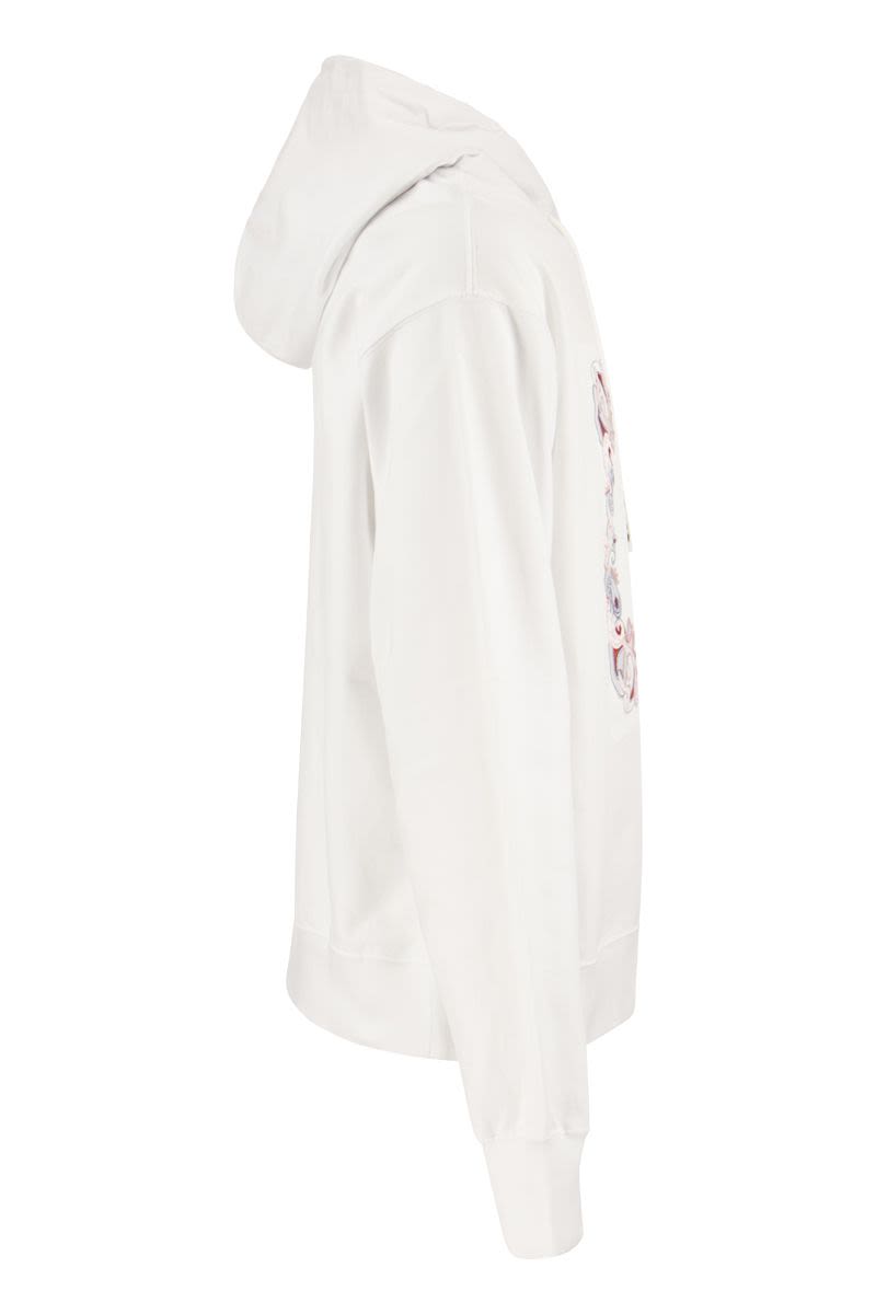 ETRO Men's White Hooded Sweatshirt with Bandana Print Inlay