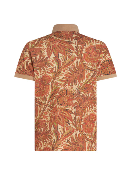 ETRO Paisley Foliage Short Sleeve Polo Shirt