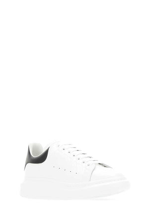 ALEXANDER MCQUEEN White Leather Sneakers with Black Heel