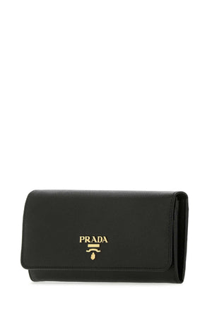 PRADA Elegant Black Leather Wallet - 19 cm x 9.5 cm x 3 cm