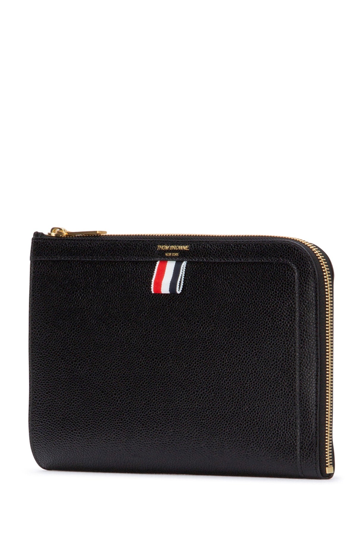 THOM BROWNE Luxury Full Grain Leather Clutch Bag