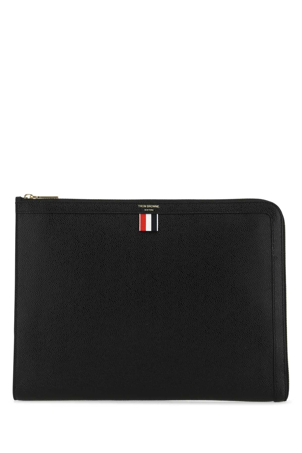 THOM BROWNE Elegant Leather Document Case - 35 cm x 26 cm