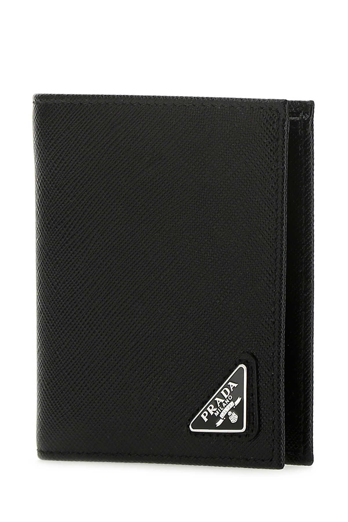 PRADA Compact Black Leather Wallet (4.1" x 3.5")