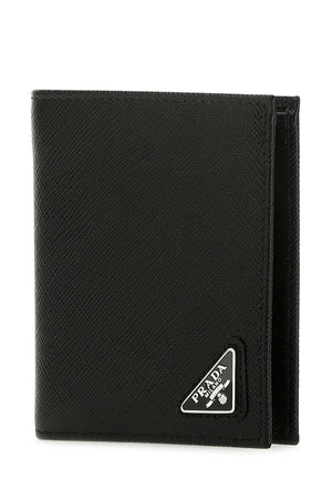 PRADA Compact Black Leather Wallet (4.1" x 3.5")