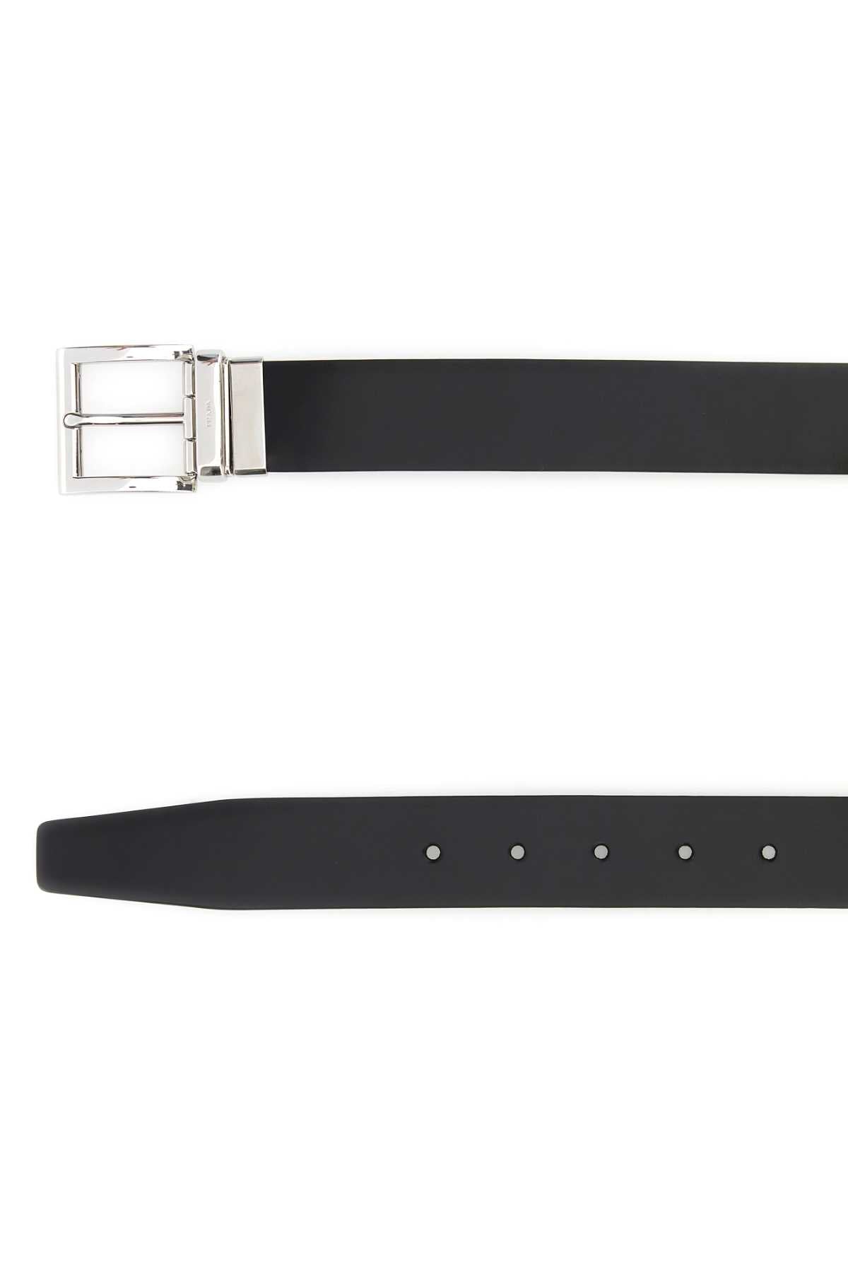 PRADA Reversible Leather Belt - 3.5 cm Height