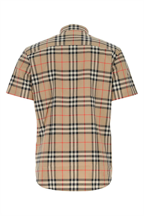 BURBERRY Embroidered Poplin Shirt - Classic Checked Design for Men