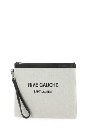 SAINT LAURENT Chalk Canvas Mini Clutch - 31x21 cm