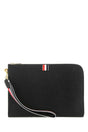 THOM BROWNE Black Leather Medium Clutch