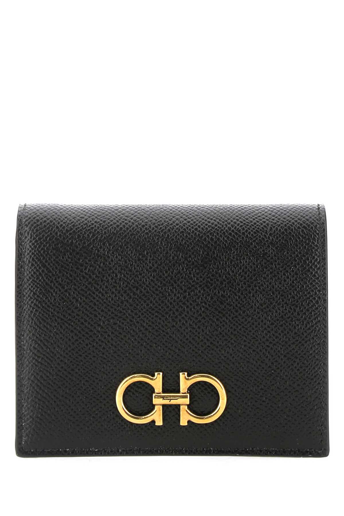 SALVATORE FERRAGAMO Elegant Black Leather Mini Wallet - 11.5 x 9 cm