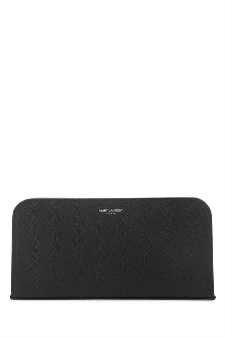 SAINT LAURENT Sophisticated Black Leather Wallet - 21 cm x 10 cm x 2.5 cm