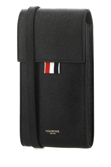 THOM BROWNE Mini Black Leather Phone Holder