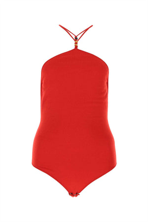 BOTTEGA VENETA Chic Red Stretch Cashmere Blend Bodysuit