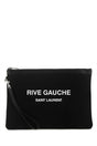 SAINT LAURENT Black Canvas Rive Gauche Clutch - 30.5 x 21 cm