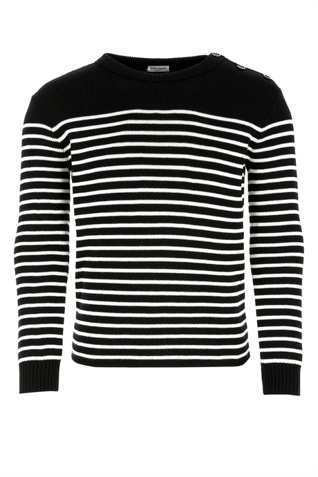 SAINT LAURENT Embroidered Cotton Blend Sweater for Men