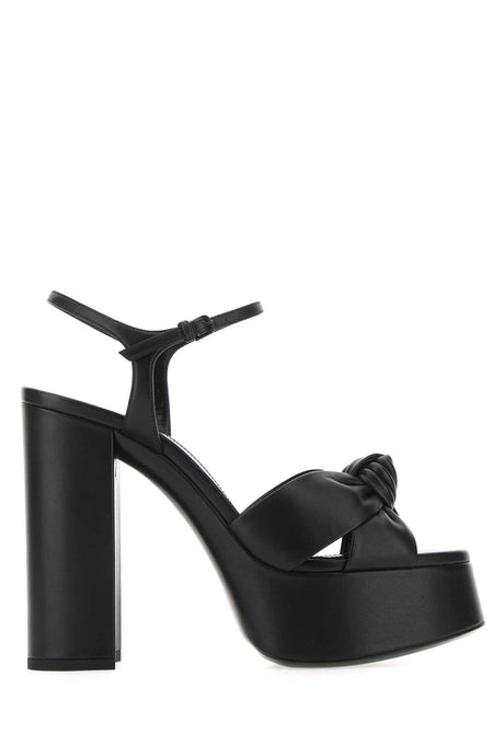 SAINT LAURENT Elegant Black Leather Bianca 85 Mini Heeled Sandals