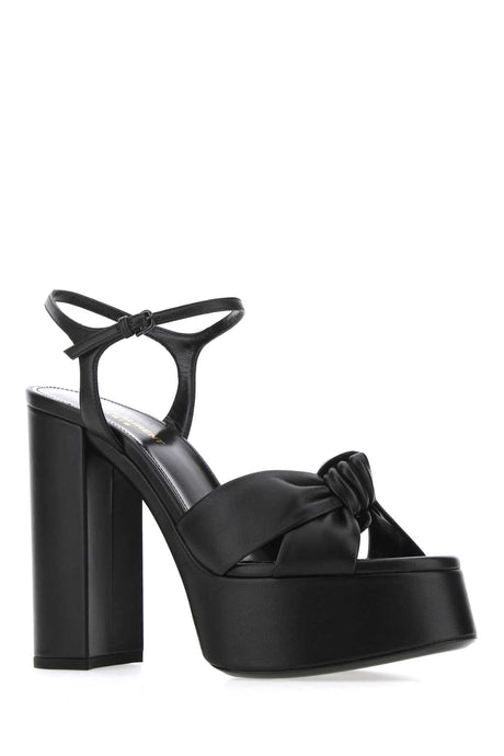 SAINT LAURENT Elegant Black Leather Bianca 85 Mini Heeled Sandals