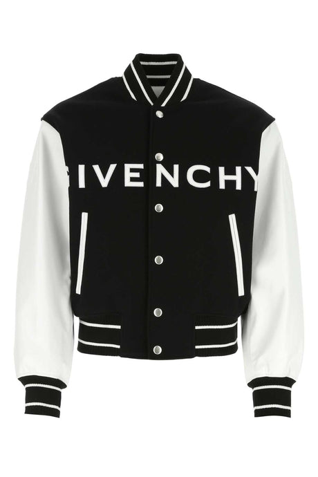 GIVENCHY Two-Tone Wool Blend and Leather Bomber Jacket