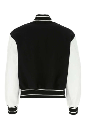 GIVENCHY Two-Tone Wool Blend and Leather Bomber Jacket