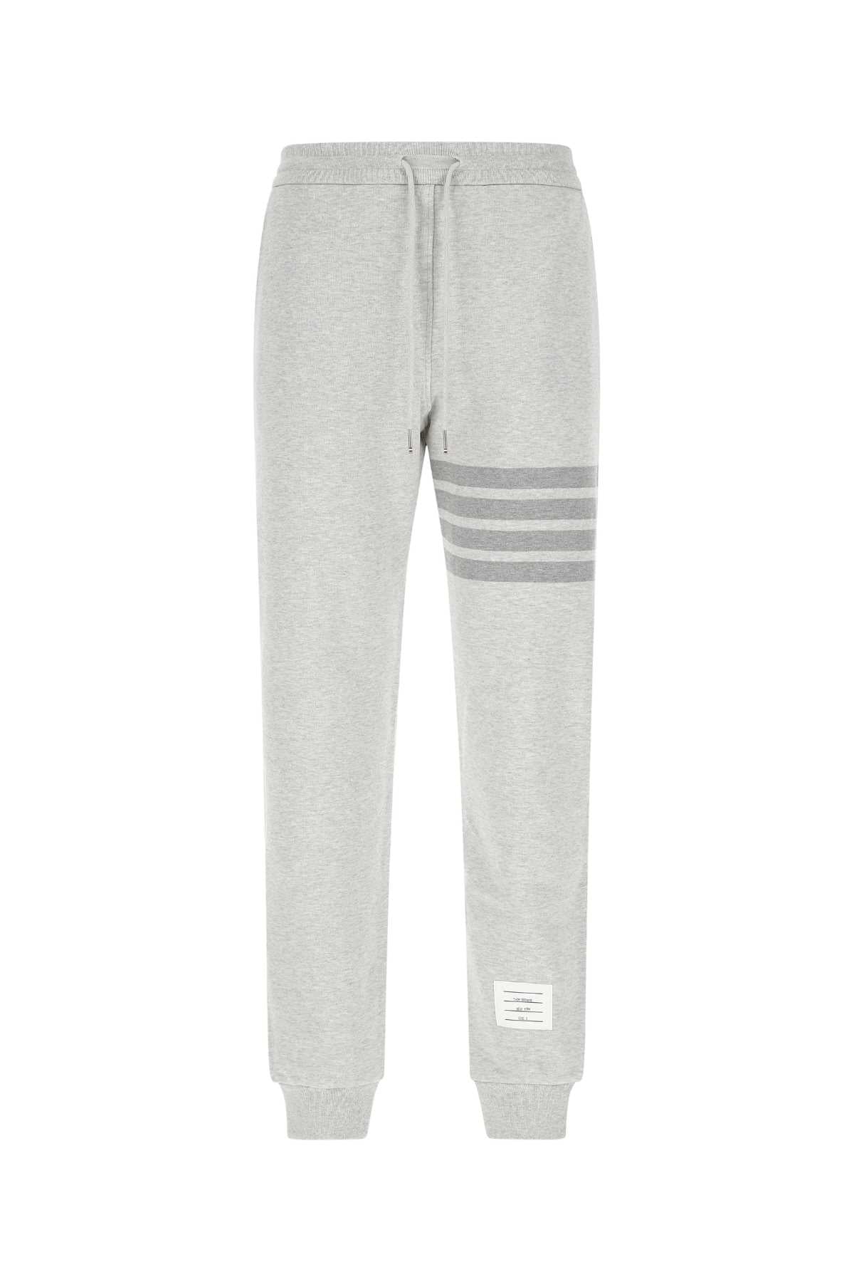 THOM BROWNE Melange Grey Cotton Joggers for Men