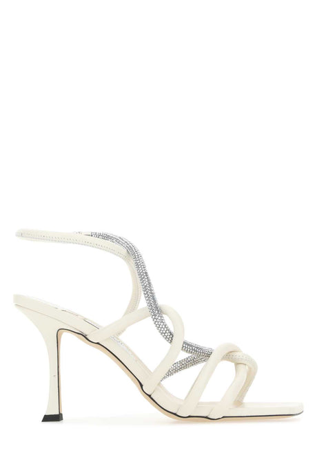 JIMMY CHOO Elegant Ivory Leather 90mm Sandals for Women