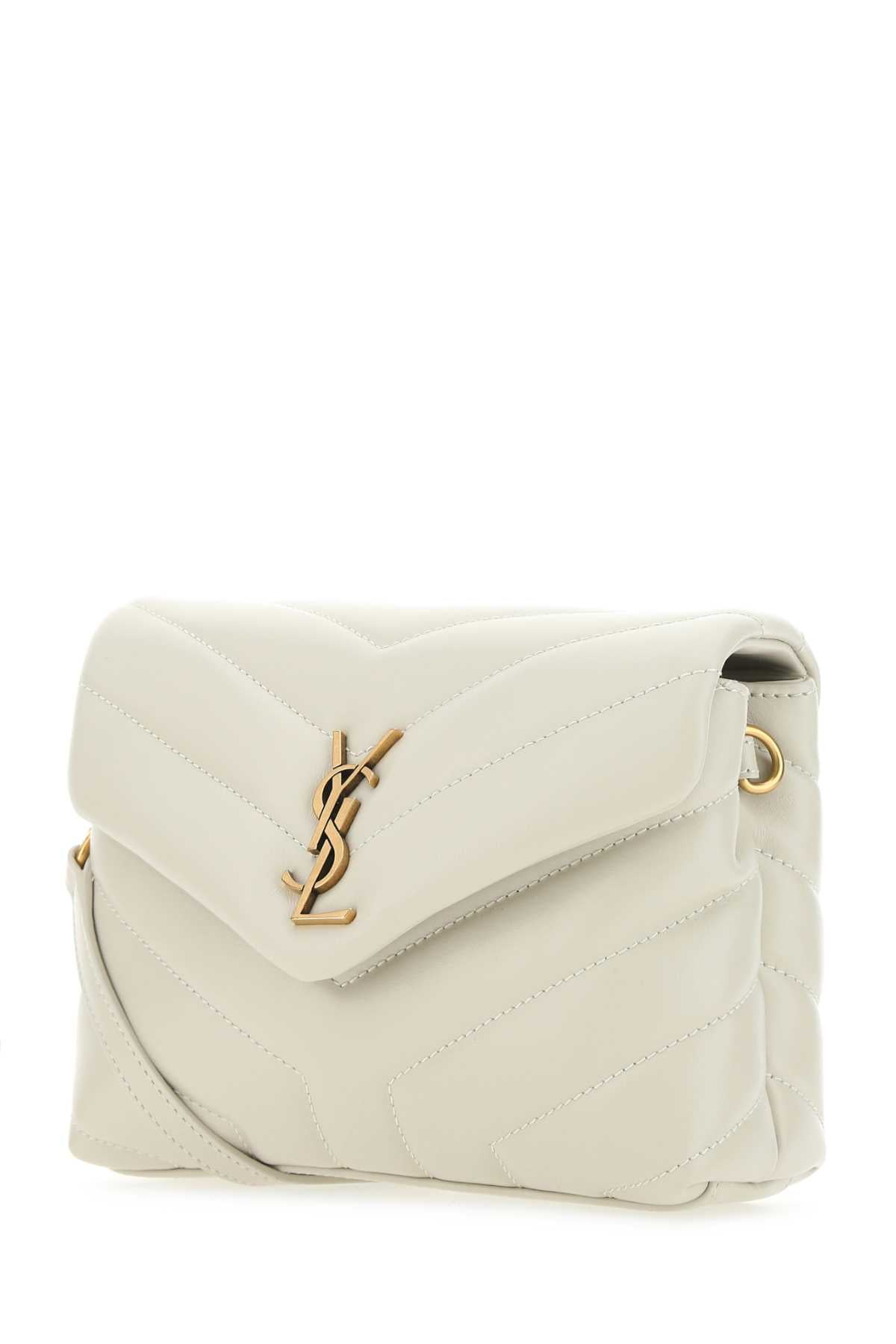 SAINT LAURENT Mini Chalk Leather Loulou Toy Crossbody Handbag