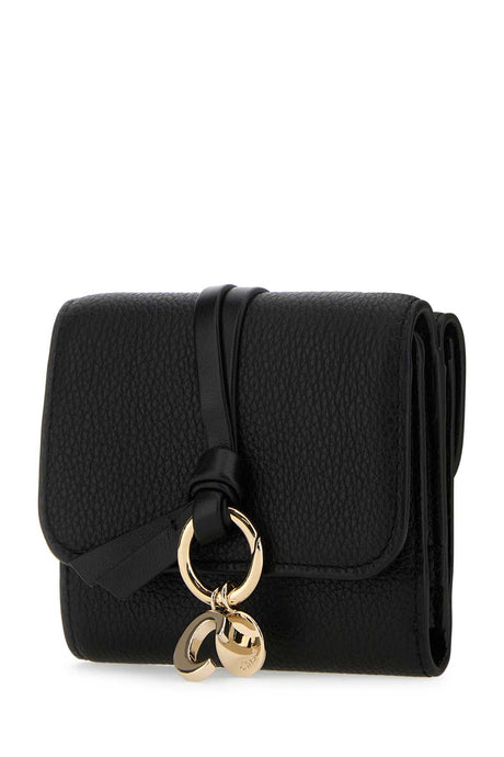 CHLOE Elegant Black Leather Mini Alphabet Wallet