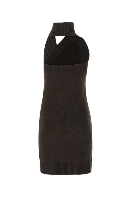 BOTTEGA VENETA Chic Dark Brown Wool Mini Dress for Women