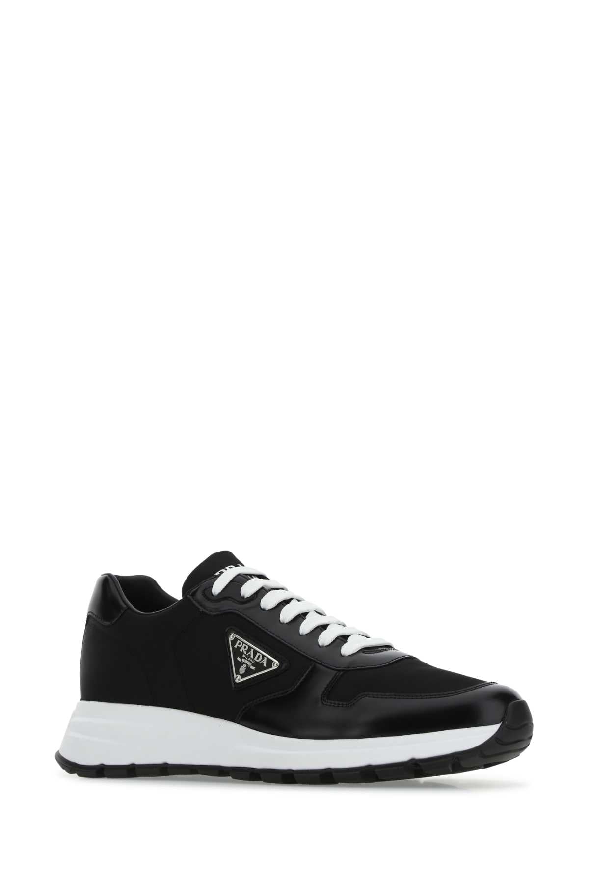 PRADA Sleek Recycled Nylon and Leather Sneakers