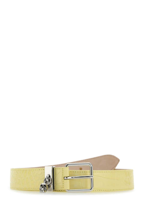 ALEXANDER MCQUEEN Mini Leather Skull Belt in Bright Yellow