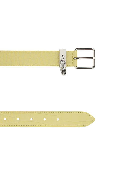 ALEXANDER MCQUEEN Mini Leather Skull Belt in Bright Yellow