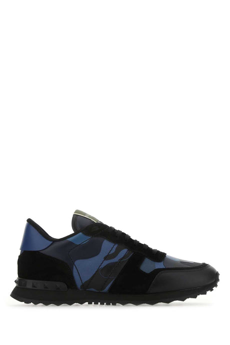 VALENTINO GARAVANI Multicolor Fabric and Suede Rockrunner Camouflage Sneaker