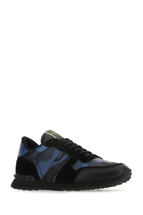 VALENTINO GARAVANI Multicolor Fabric and Suede Rockrunner Camouflage Sneaker